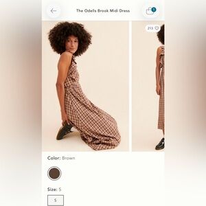 Anthropologie Brown Plaid Midi Dress